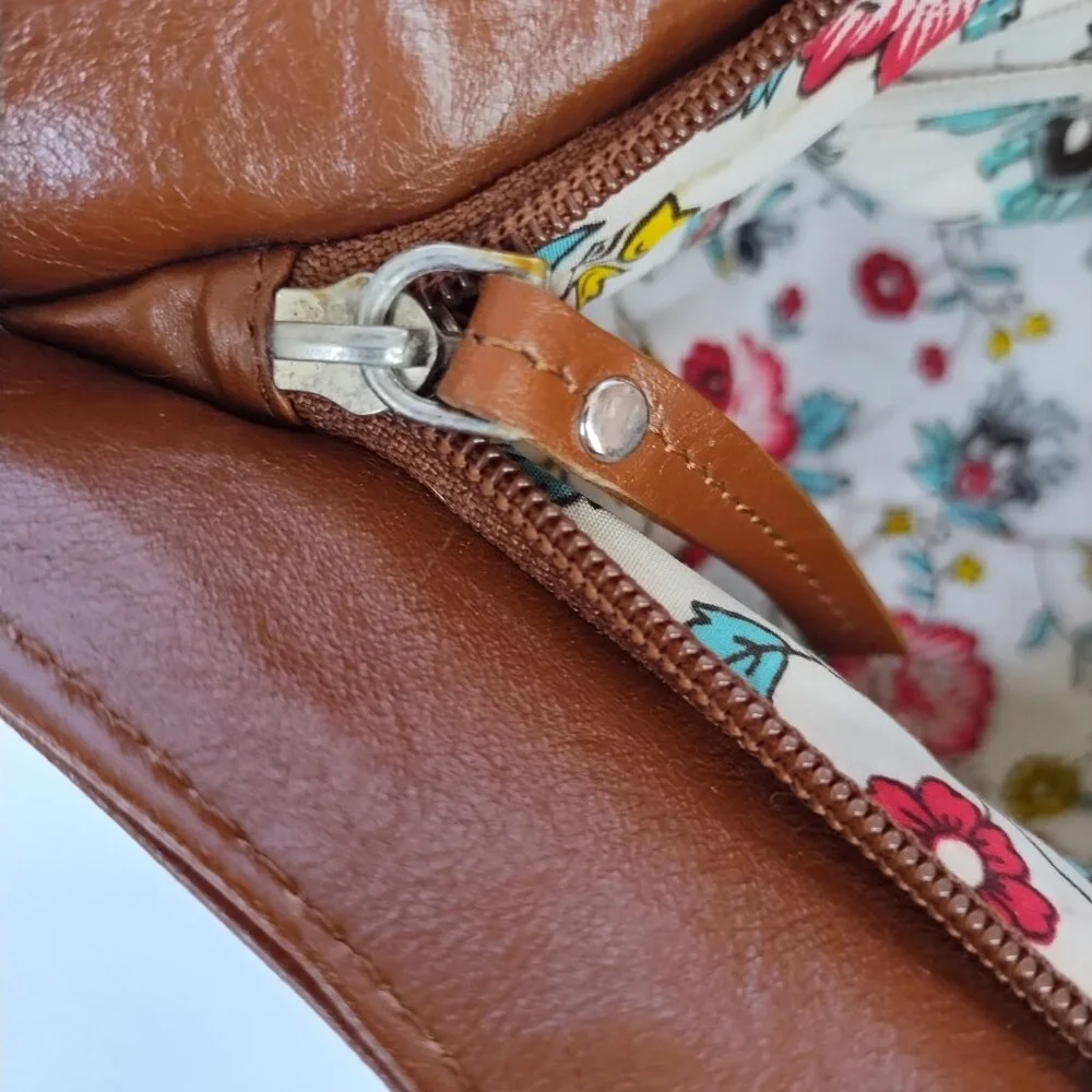 Latico Women's Brown Glossy Leather Tote Bag Purse With Braided Handles - Picture 7 of 16